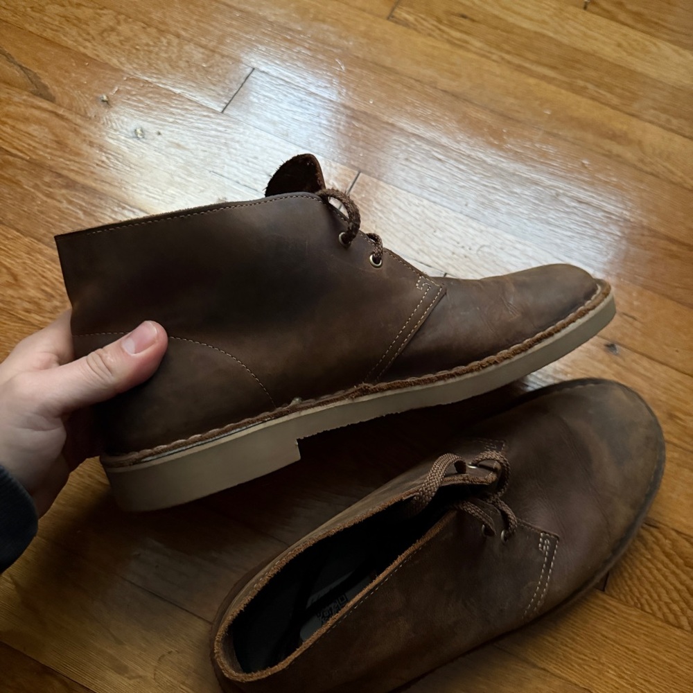 Mens Brown Leather Clarks Chukka Boots - Picture 5 of 9